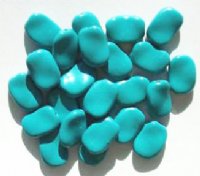 25 13x9mm Opaque Turquoise Twisted Flat Oval Beads